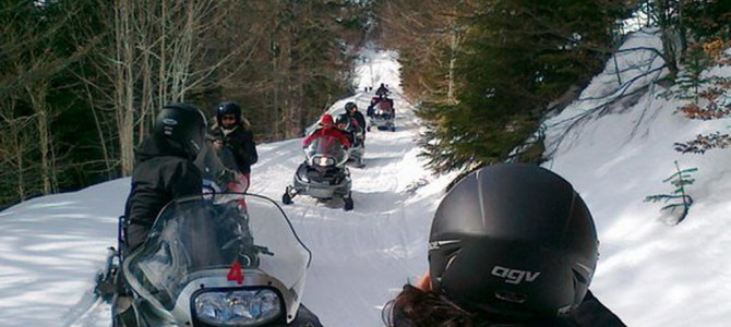 Winter safari on snowmobile